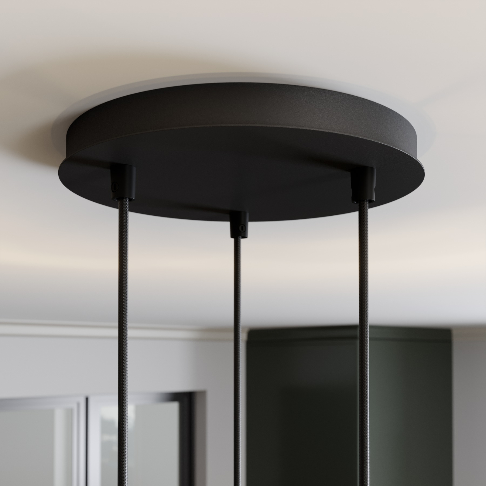 Hanglamp Rif, rondell, 3-lamps, zwart