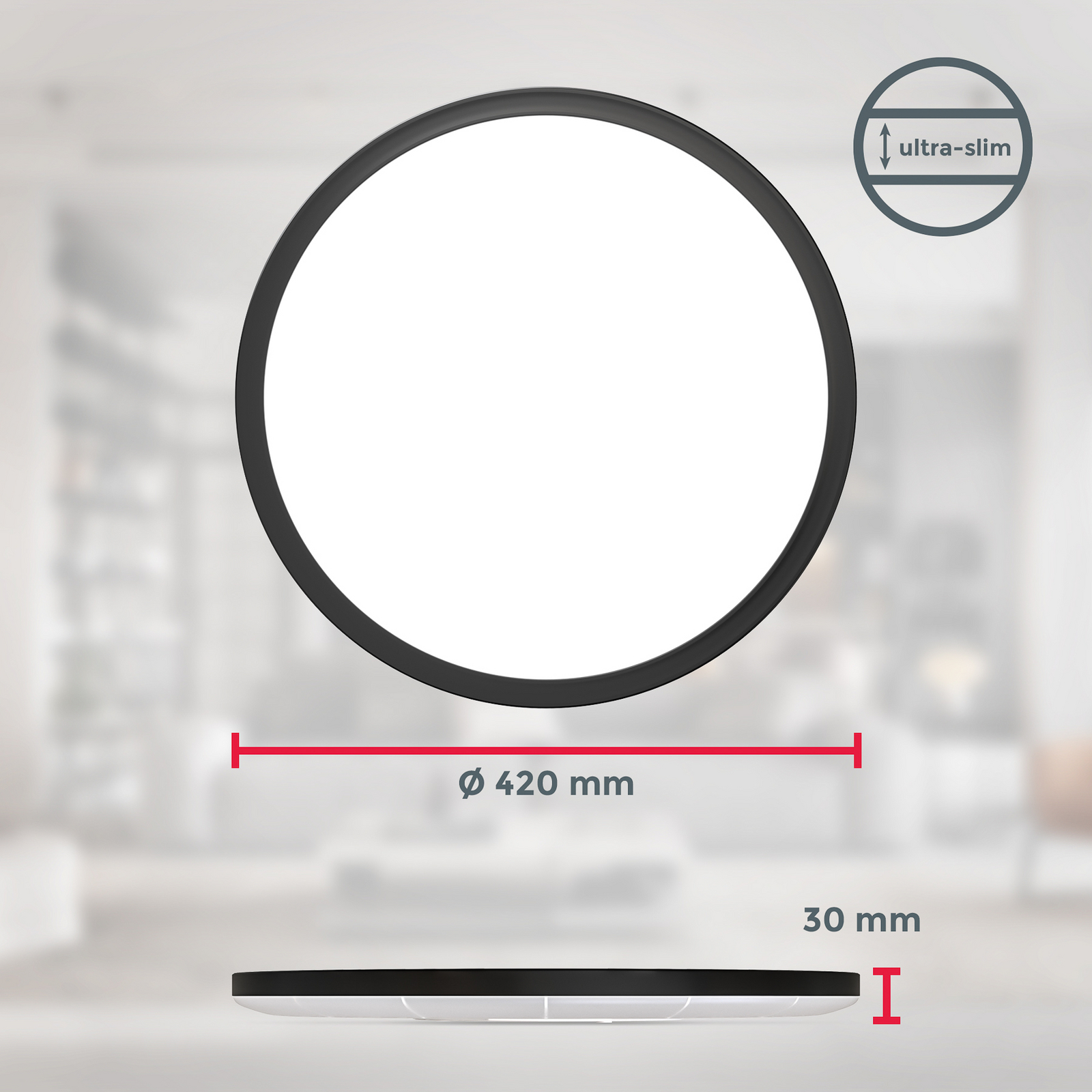 LED paneel Slim met afstandsbediening RGBW, Ø 42 cm, zwart,