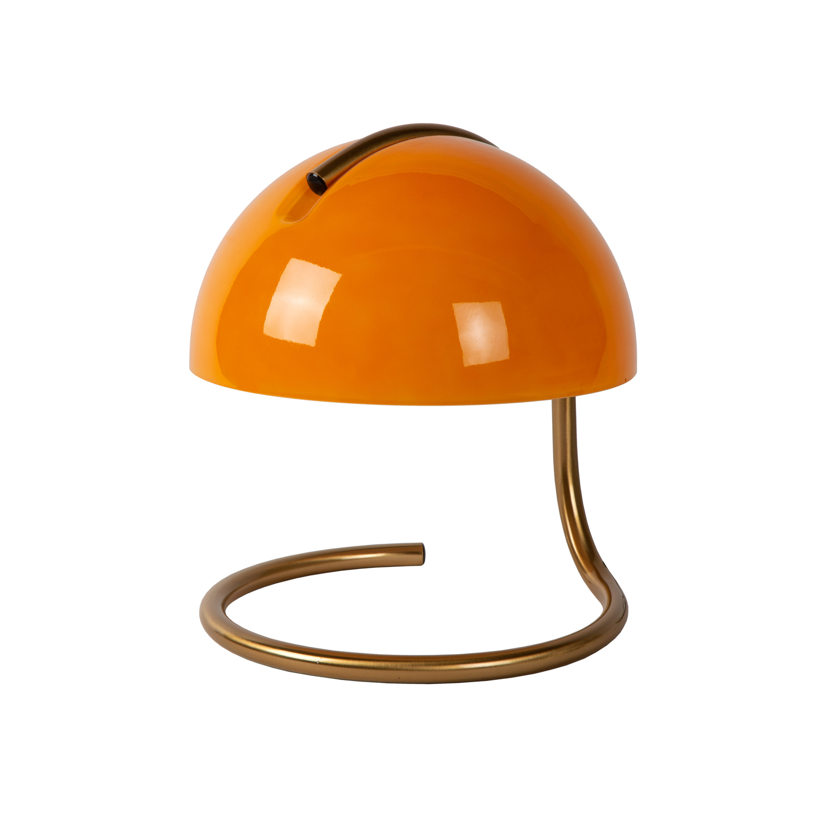 Cato retro-bordlampe med skærm af mælkeglas orange