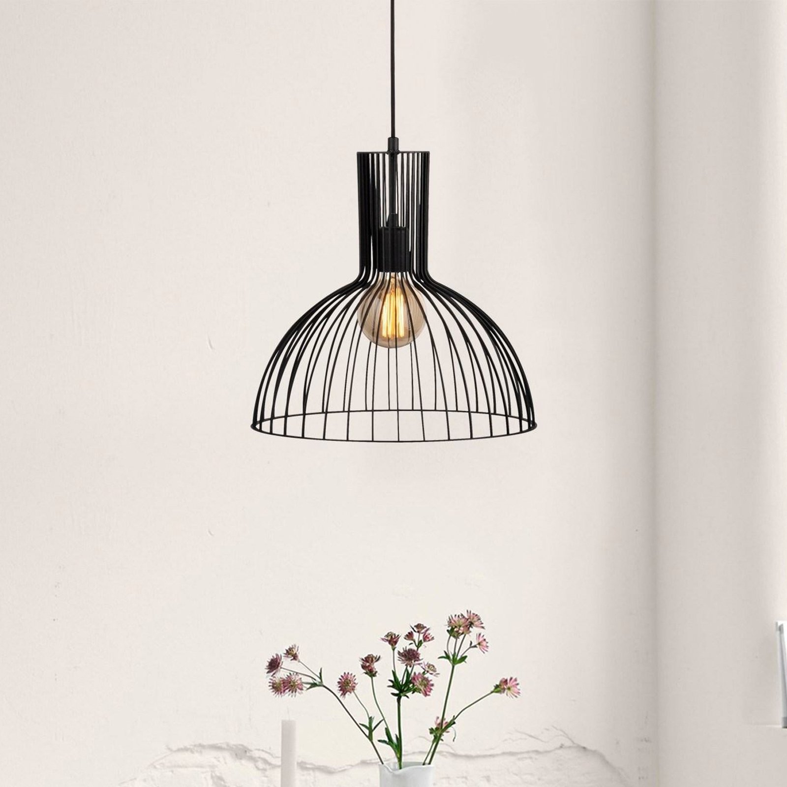 Fellini MR-672 pendant light, black, metal, Ø 38 cm