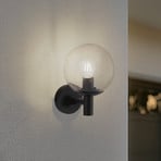 Lindby outdoor wall light Dangan, clear, glass, Ø 20 cm