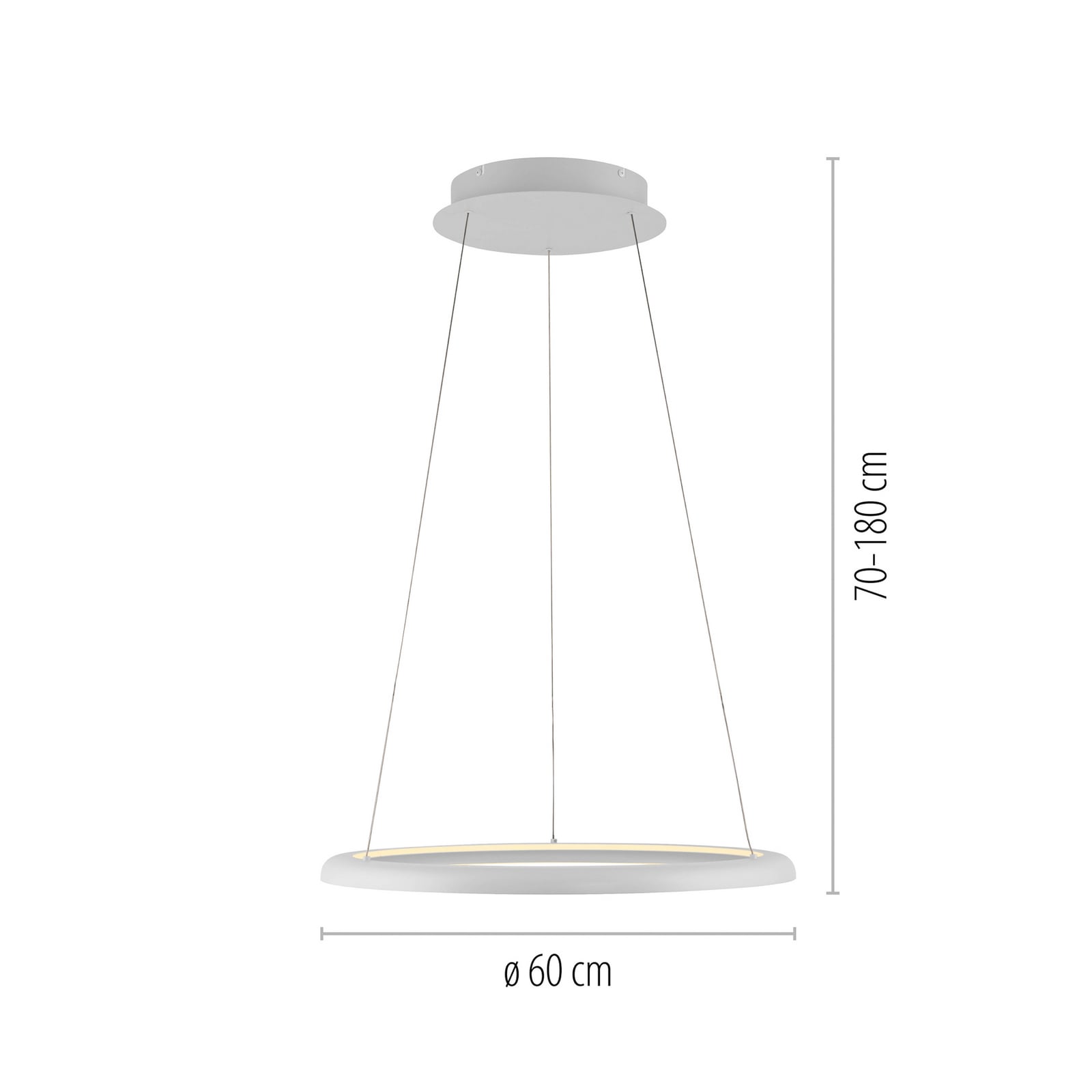 LED viseća svjetiljka QUILLO, bijela, Ø 60 cm, metal, s prigušivačem