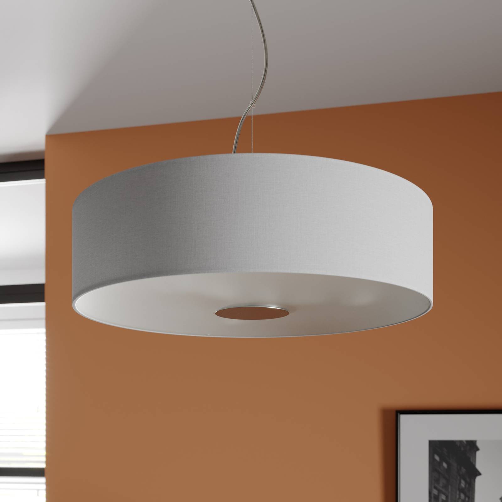 Lampa wisząca Josia, biały, tkanina, Ø 47 cm, E27