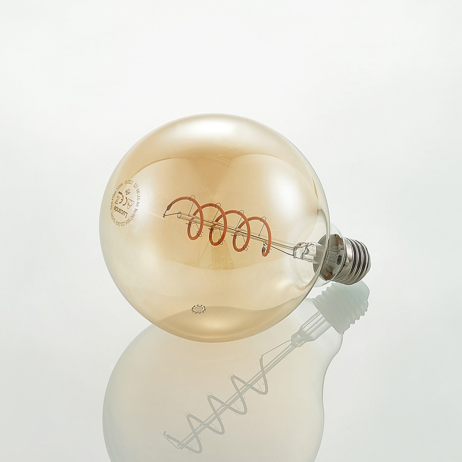 Pære LED 4W Amber G125 Dimbar E27 - Lucande