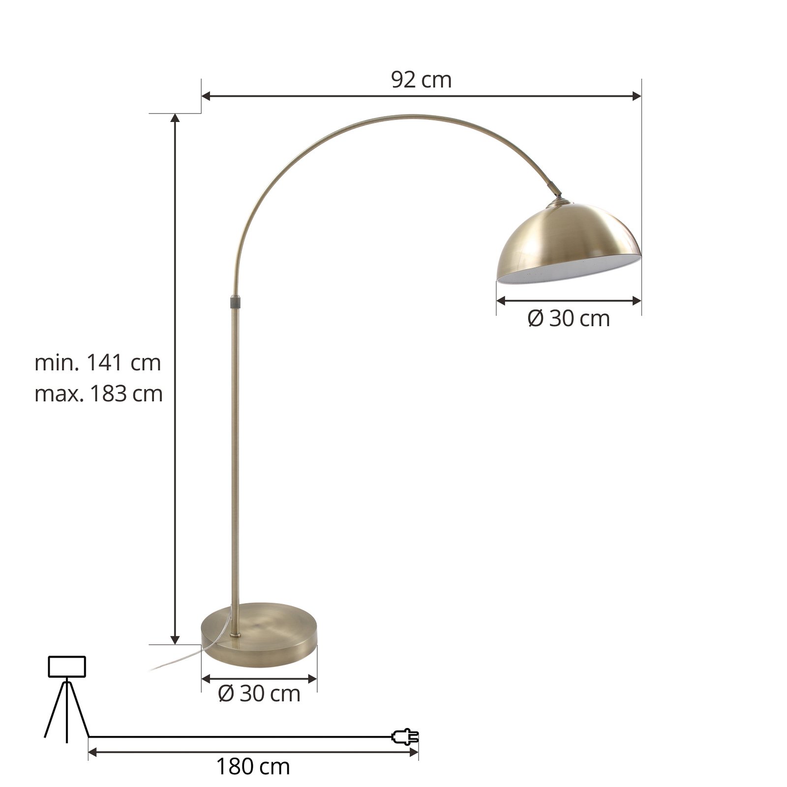 Lennart Stojací Lampa Antique Brass - Lindby