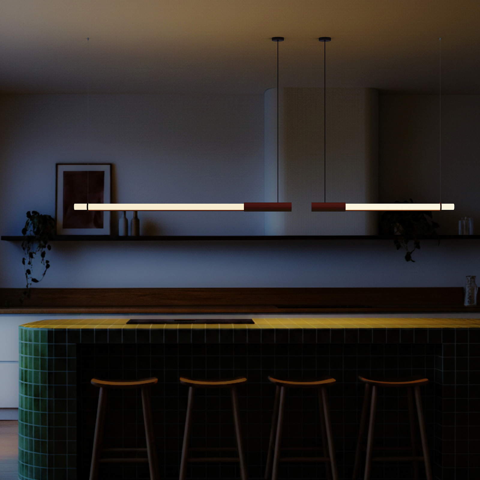 Lampada LED a sospensione In Fine, rossa, lunghezza 105 cm - DCW