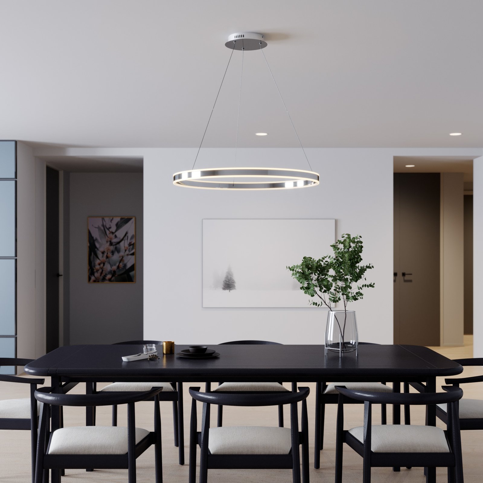 Lyani Pendant Ø80 Chrome/White - Lucande
