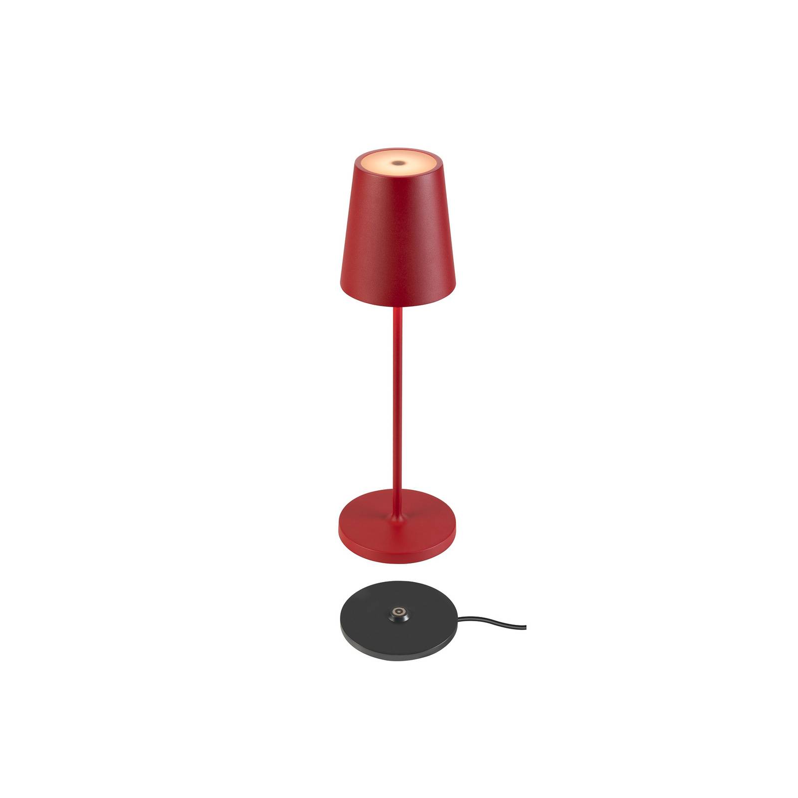 SLV LED-Akkulampe Vinolina Two, rot, Alu, Ø 11 cm, IP65, CCT