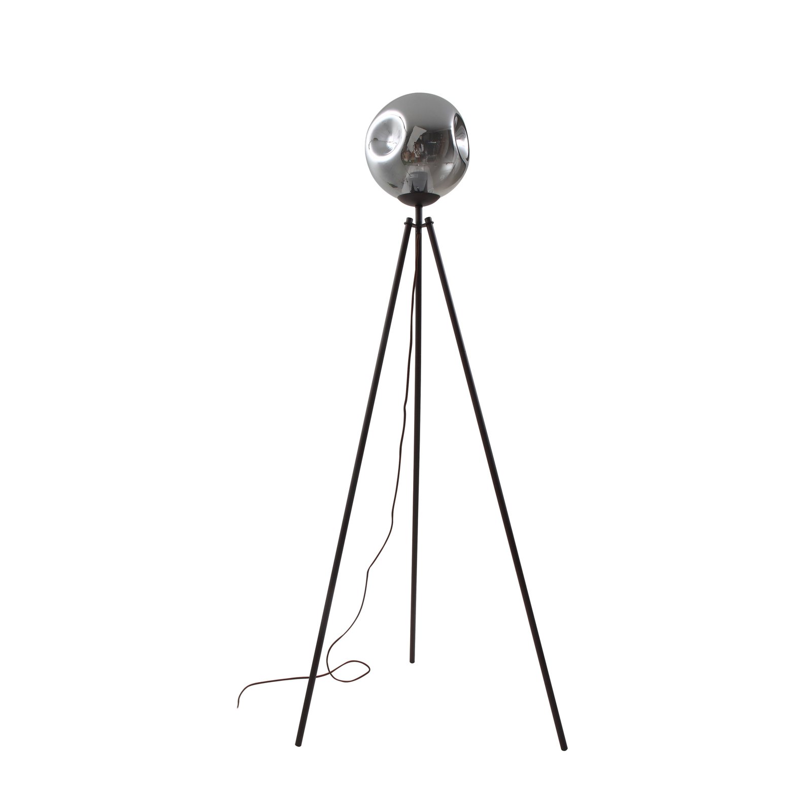 Lindby Stehleuchte Valentina, Glas, rauchgrau, Tripod,150cm