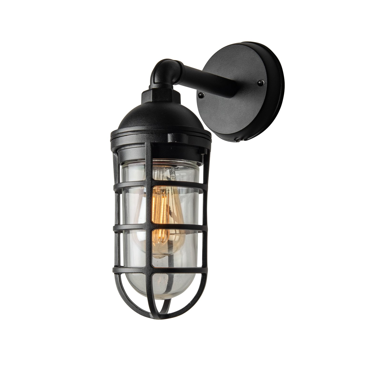 Olbia outdoor wall light, black, aluminium, height 33 cm