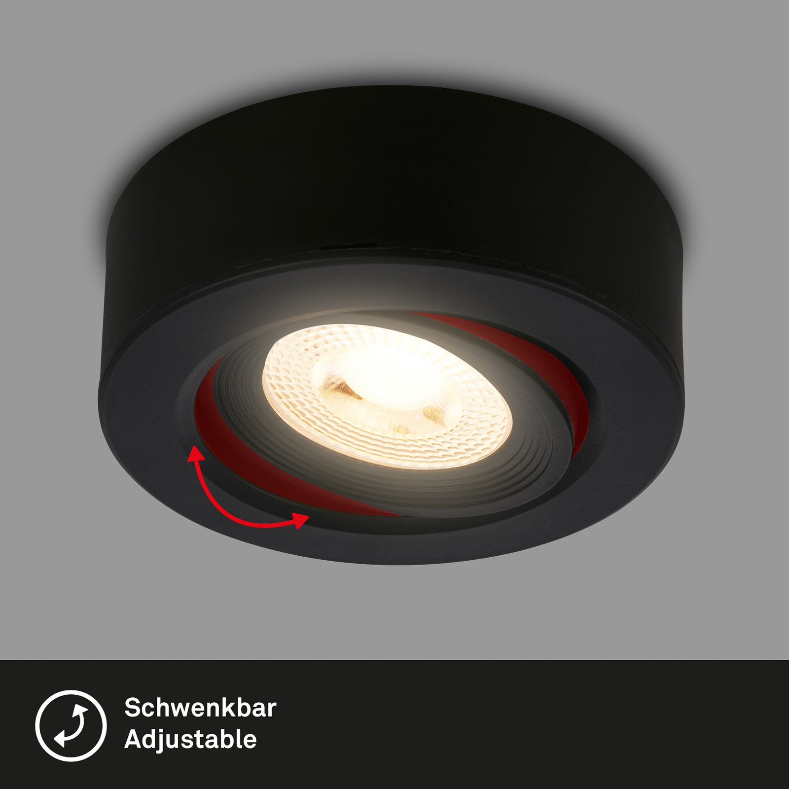 Luminaire encastrable LED Desi, noir, Ø9cm, marche/arrêt, 3000K