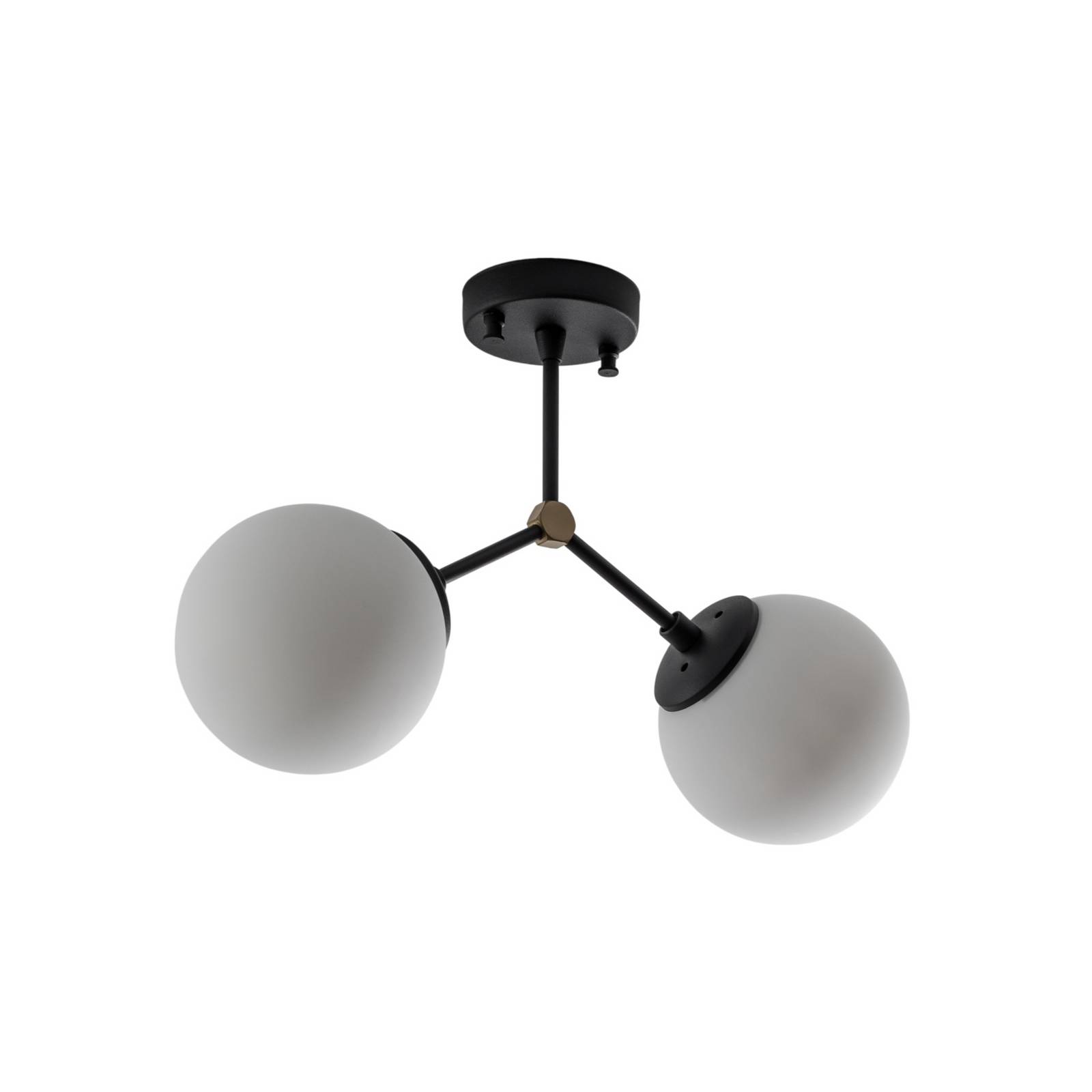 Deckenleuchte Damar, schwarz, Glas, 2-flammig, Länge 44 cm