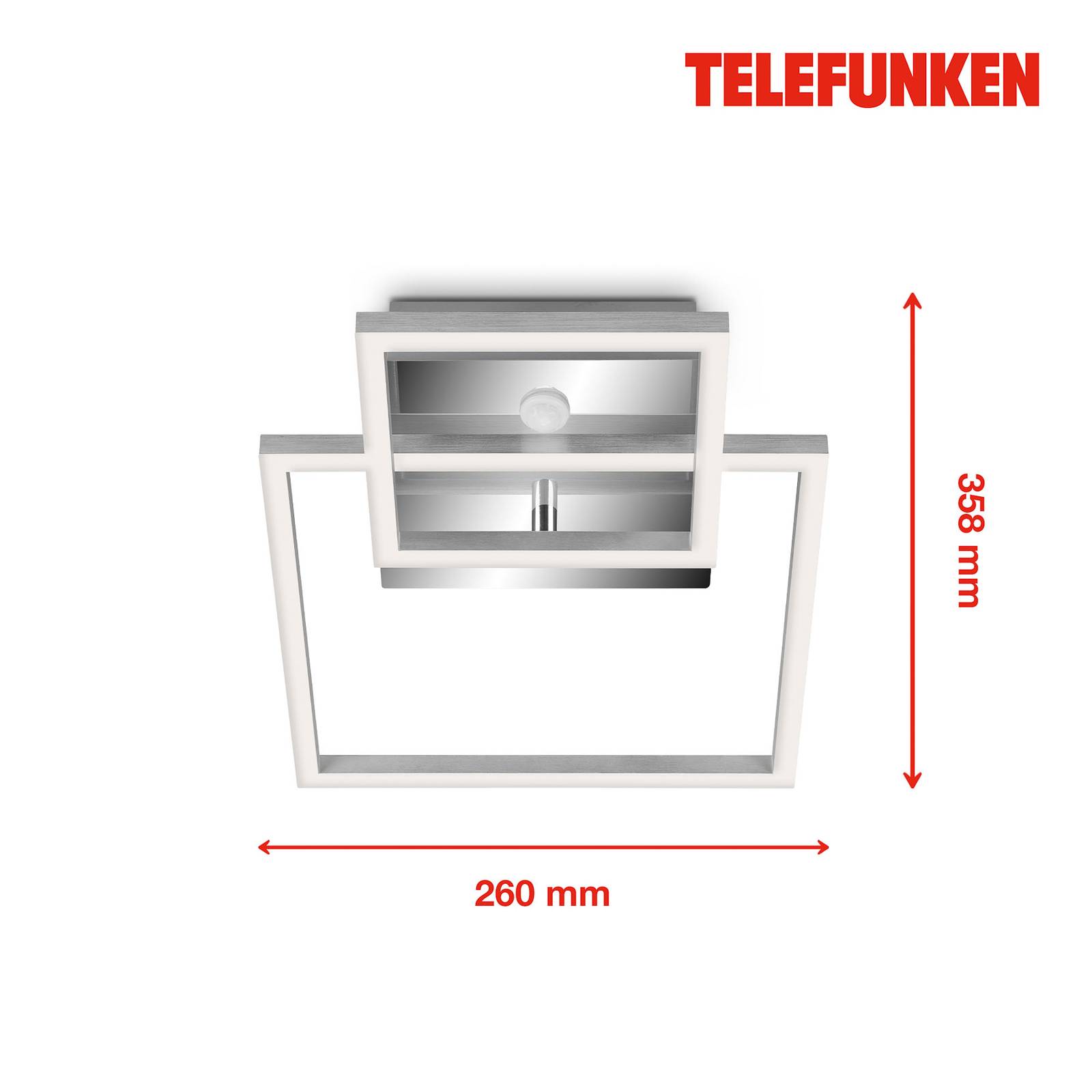 telefunken plafonnier à capteur led frame chromé/alu 26x36 cm