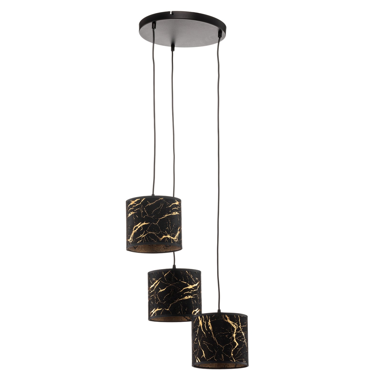 Jari hanging light 3-bulb round marbled black