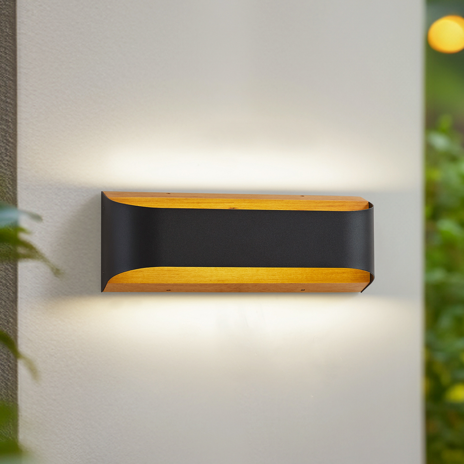 Applique d'extérieur LED Lindby Lenore, noir, métal, 36,5cm