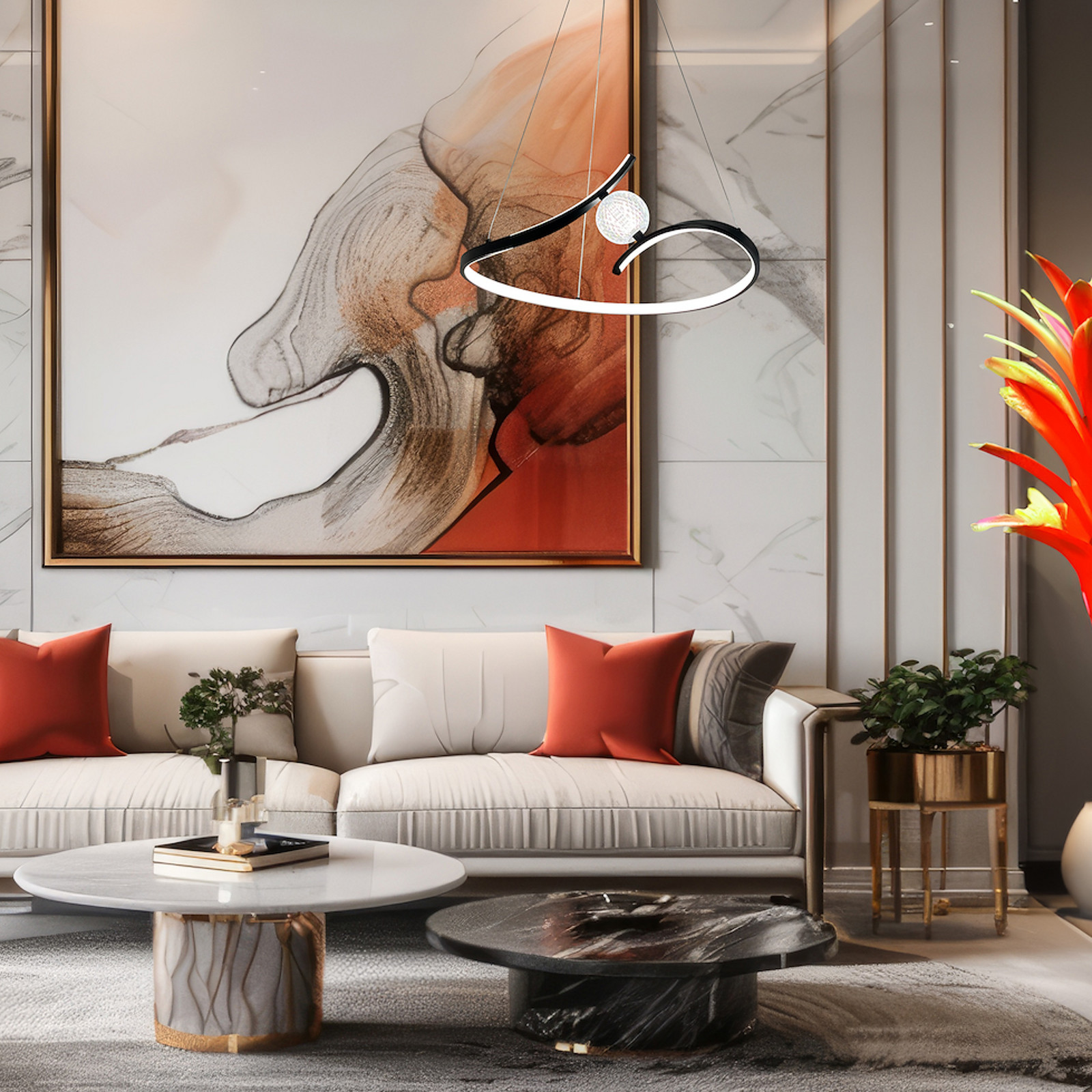 Milagro Lighting Lampă suspendată LED Perla metal acril negru 4.000 K - Camera de zi / sufragerie - Modern