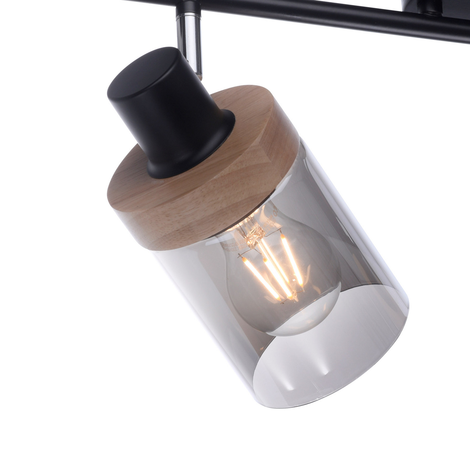 JUST LIGHT. Plafonieră Pasqual cu patru lumini - Camera de zi / sufragerie - modern - negru maro deschis transparent - Metal