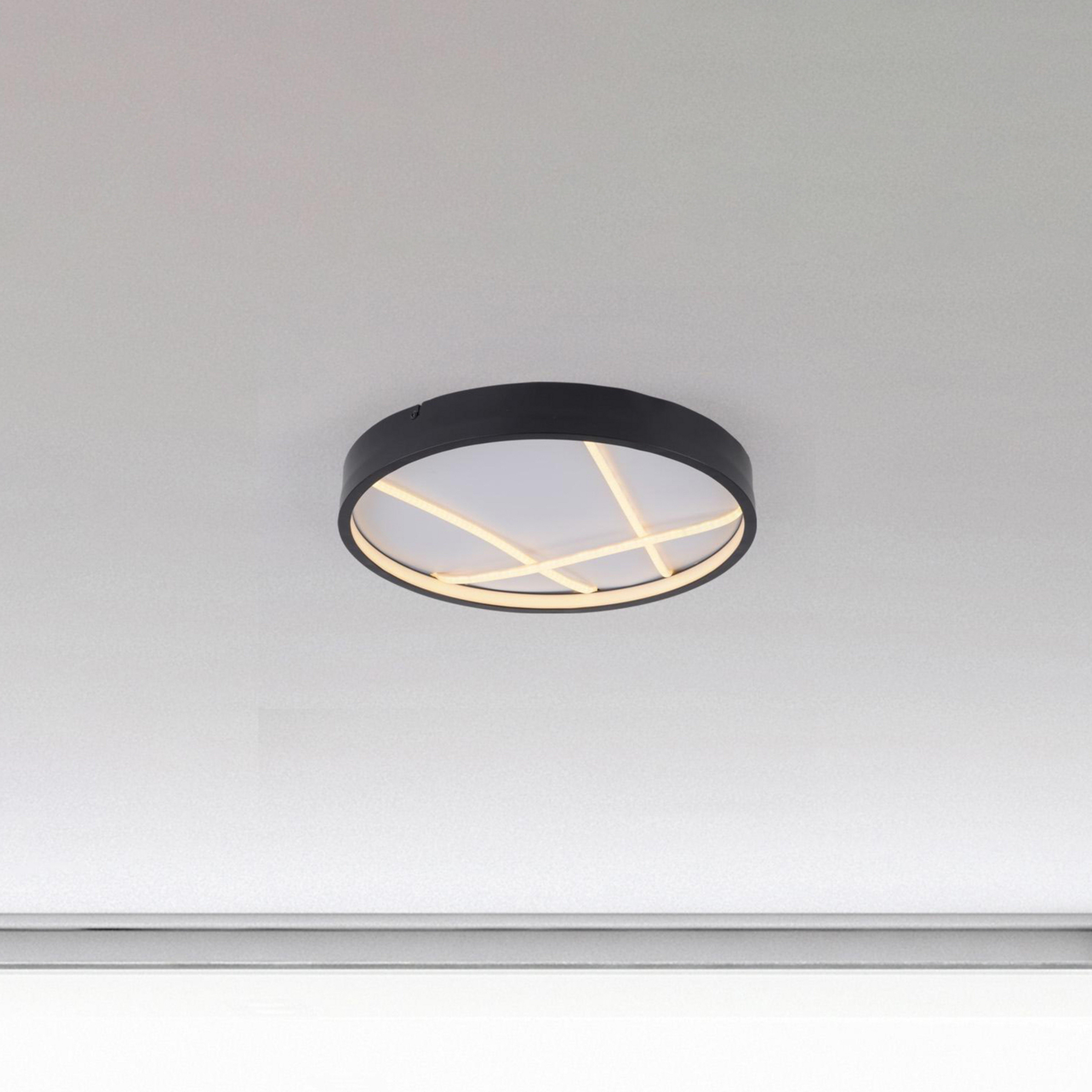 JUST LIGHT. LED-Deckenleuchte Mikado, Ø 40 cm, schwarz 