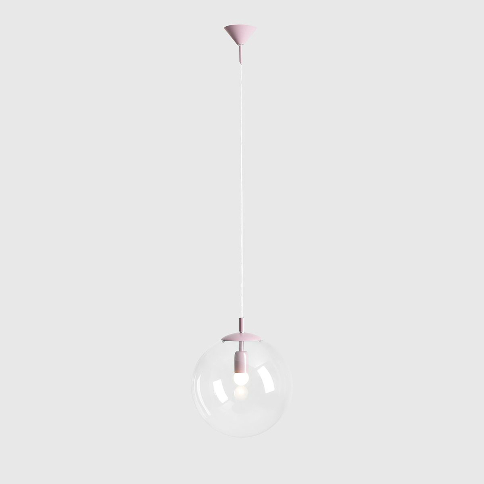 Nohr pendant light, glass lampshade, lilac/clear