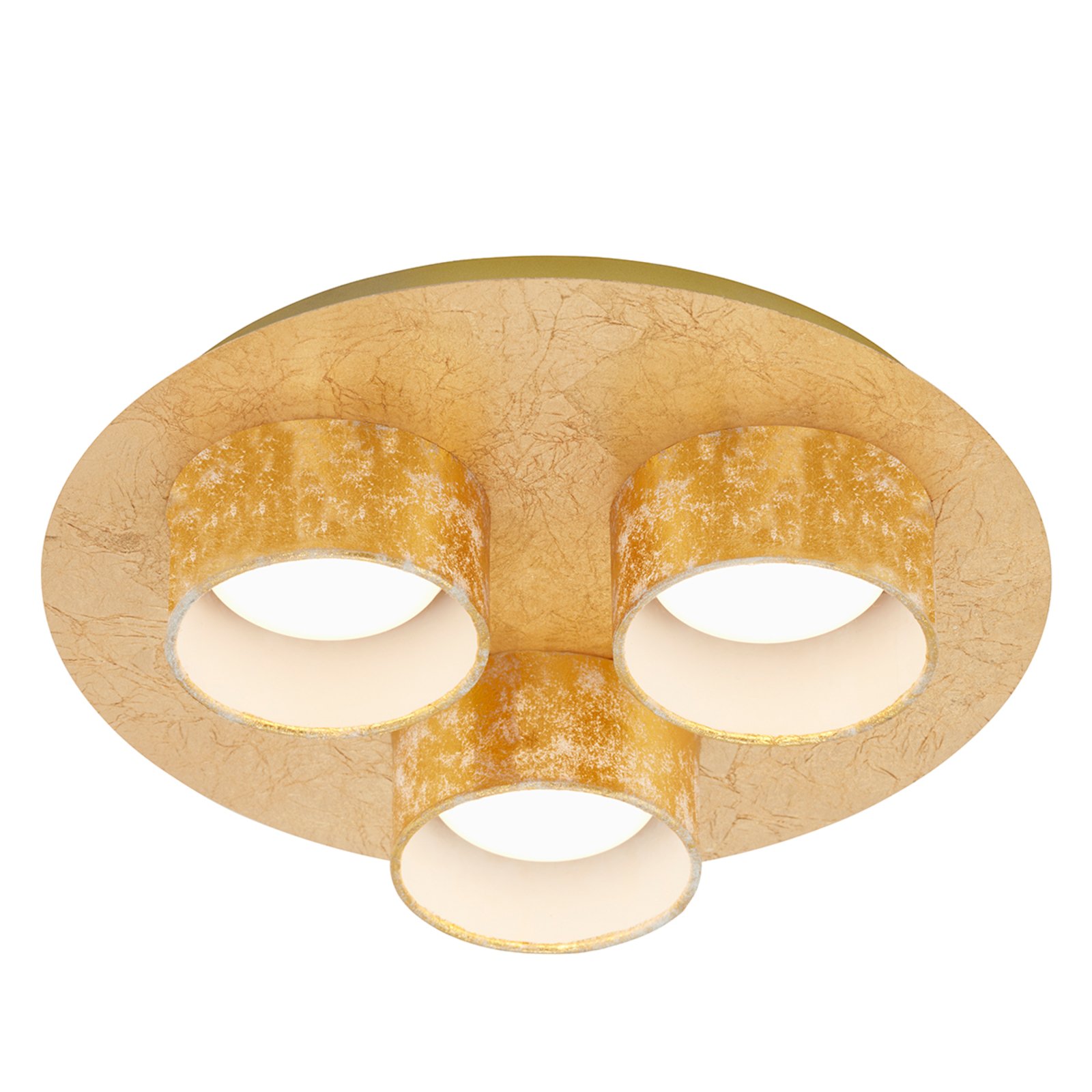 Brilonger Anna LED ceiling light, 3-bulb in gold, for Living / Dining Room, metal, fabric, 5 W, energy efficiency: A+, H: 7.6 cm