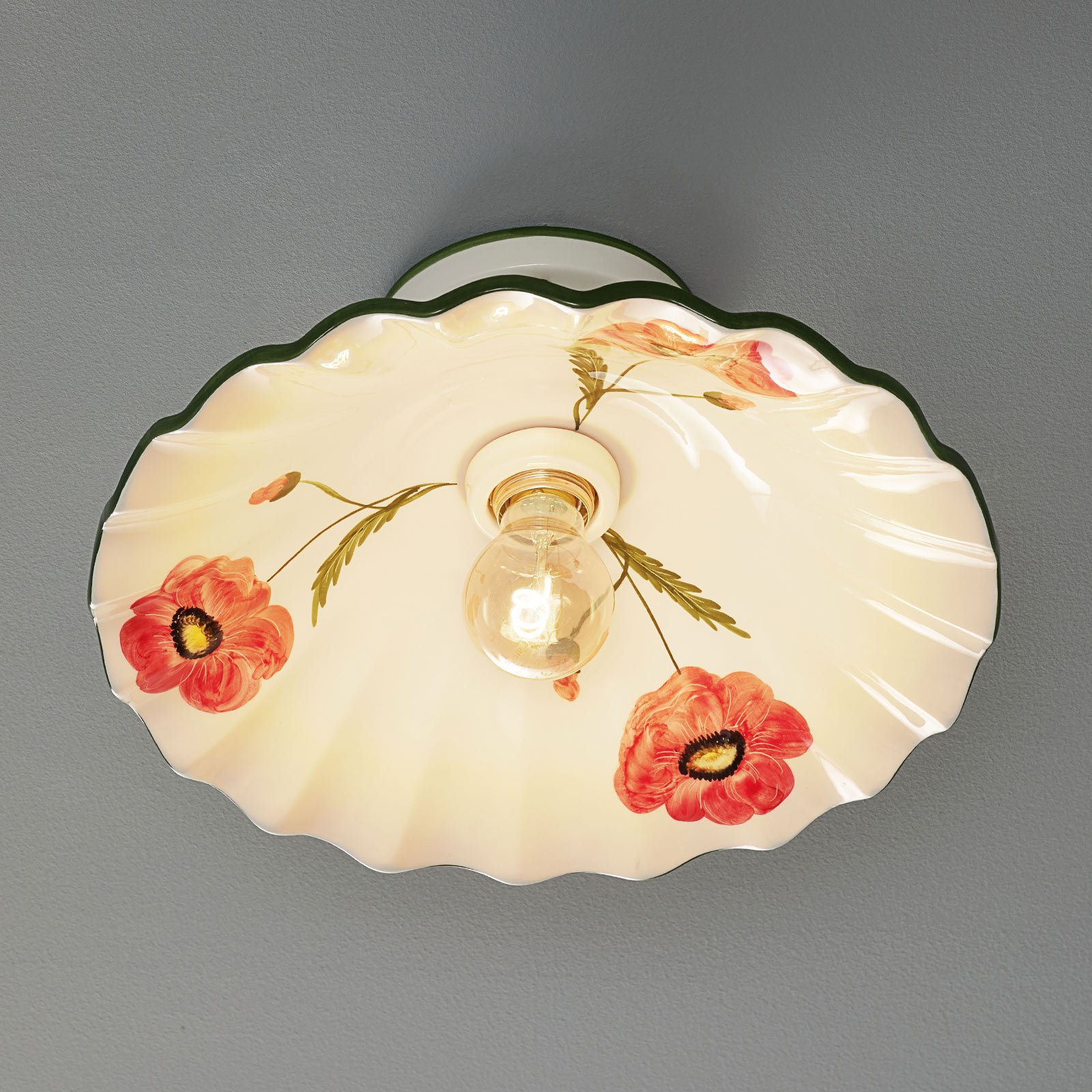 Eurokeramic Stylish ceramic ceiling light Papaveri, for Living / Dining Room, ceramics, E27, 60 W, energy efficiency: A++, H: 13 cm
