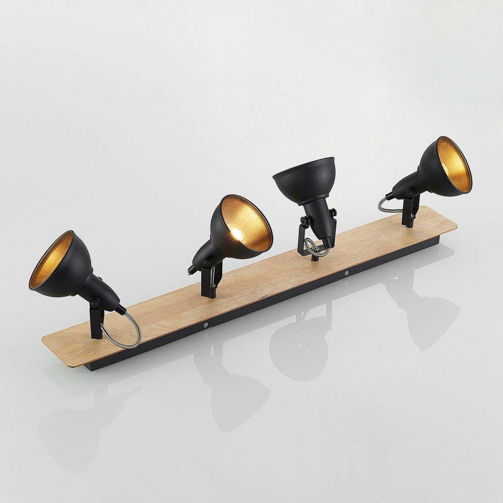 Aylis 4 Plafonieră Black/Wood - Lindby