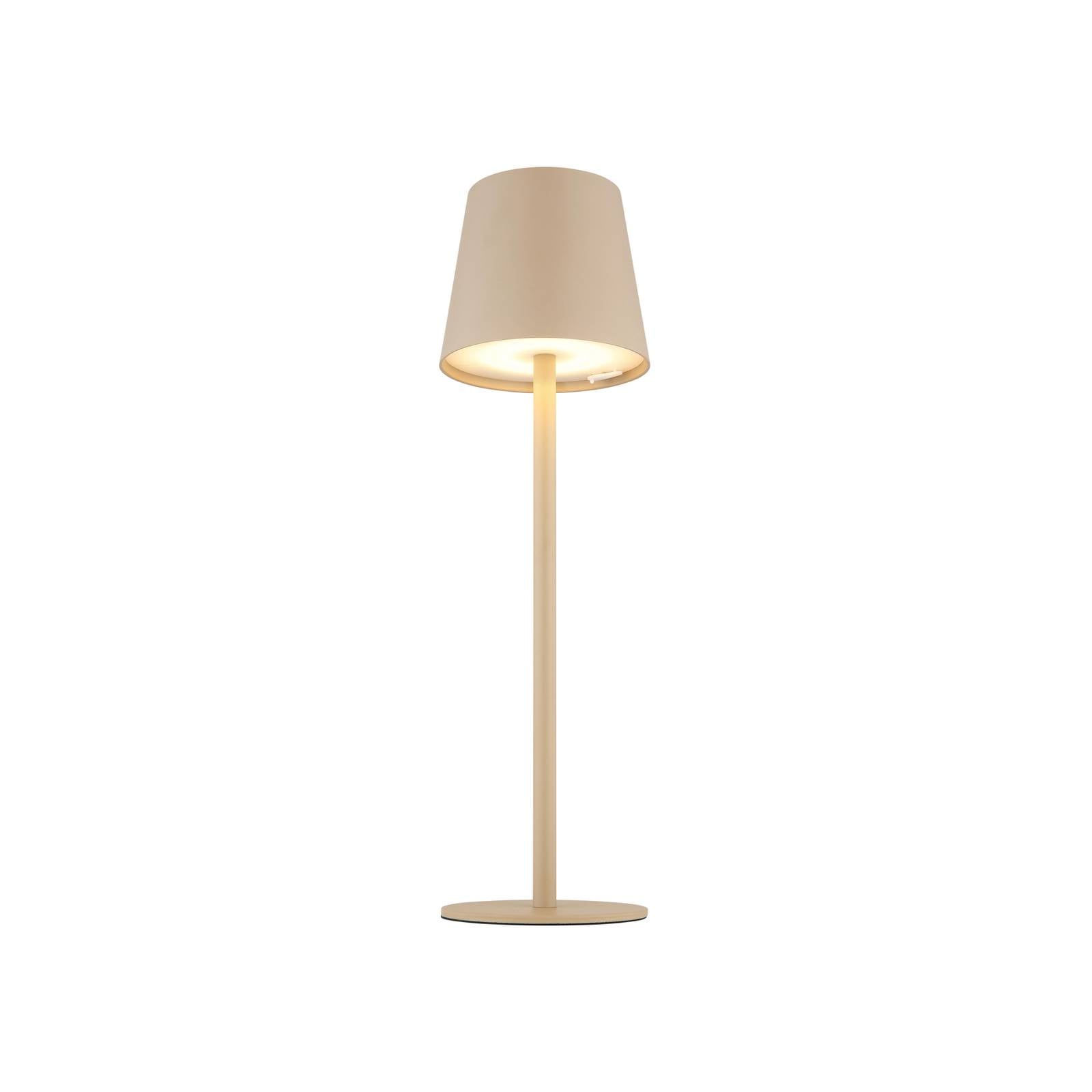 LED-Akku-Tischlampe Vannie, sandfarben, Höhe 36 cm, IP44