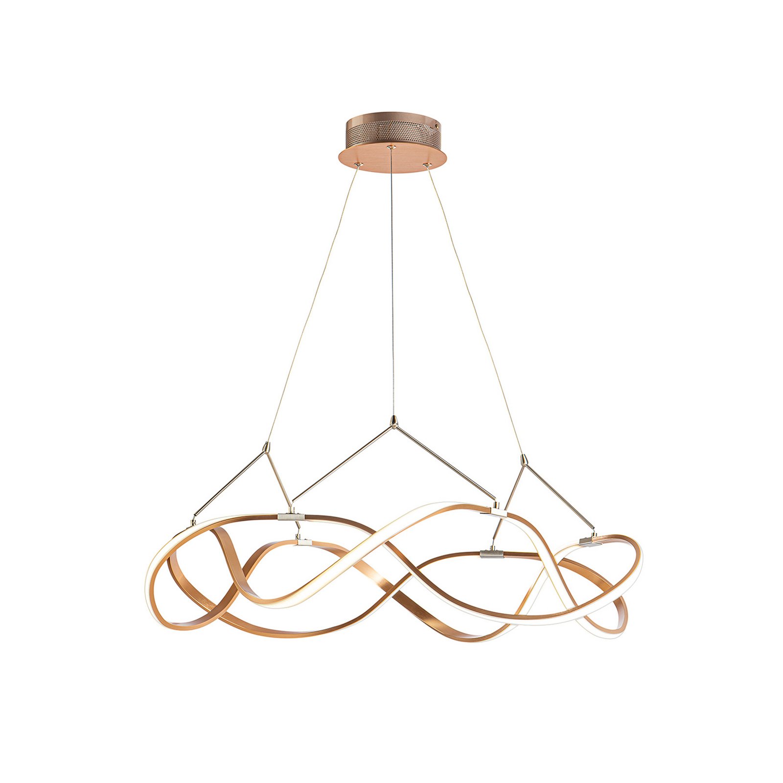 LED piekaramais apgaismojums Molly, rozā zelts, dimmējams, Ø 80 cm