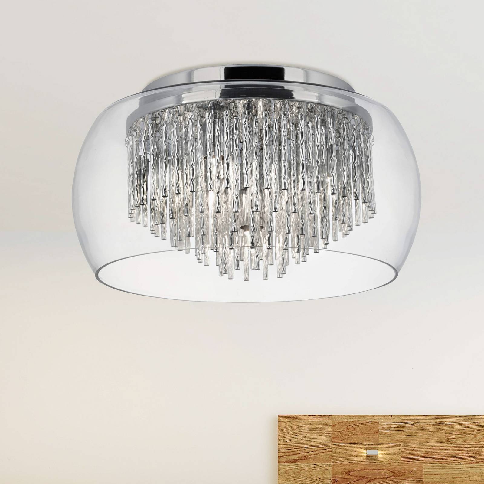 Photos - Chandelier / Lamp Searchlight Curva glass ceiling light with aluminium spirals 