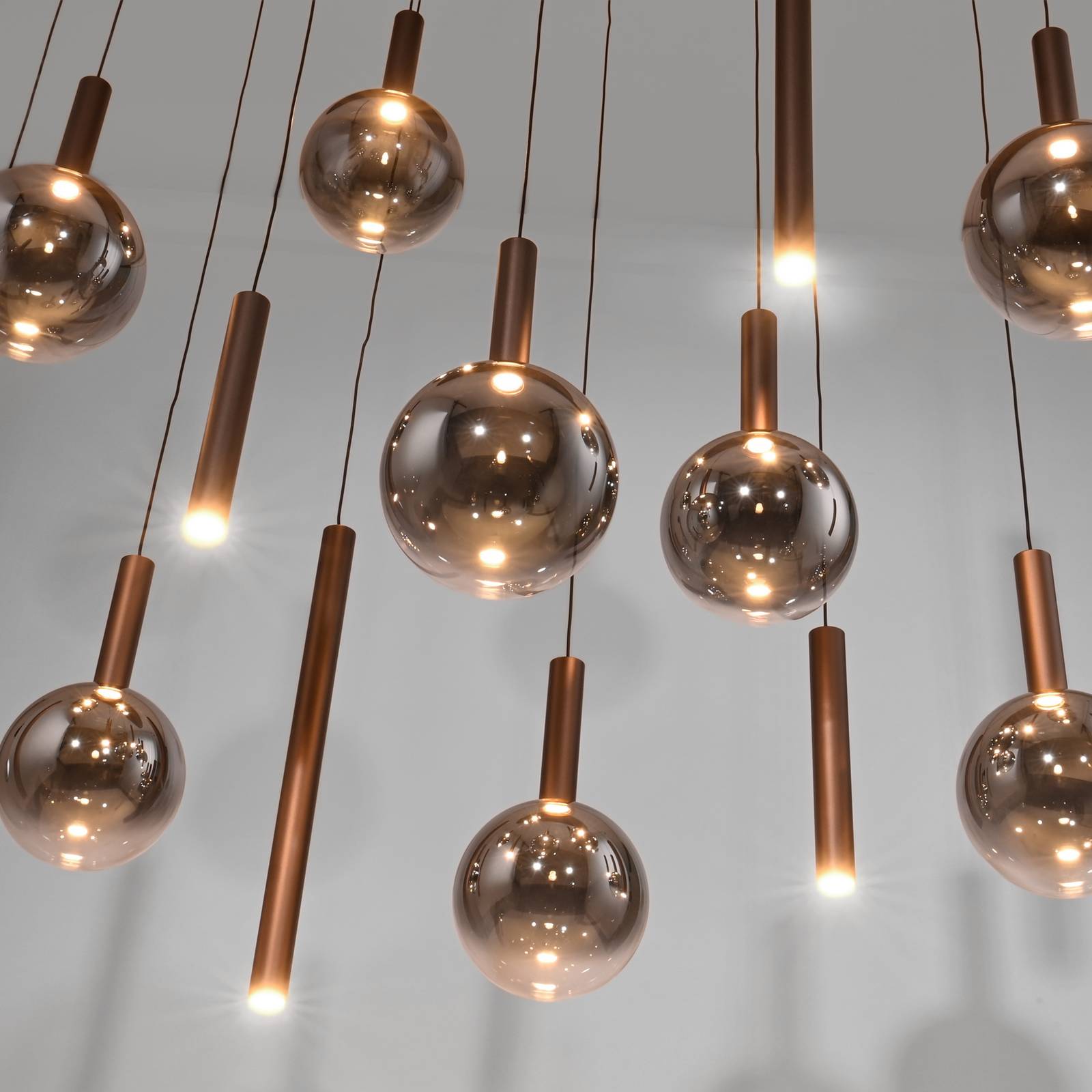 Paul Neuhaus żyrandol LED Bowl, Ø 120 cm, brązowo-szara