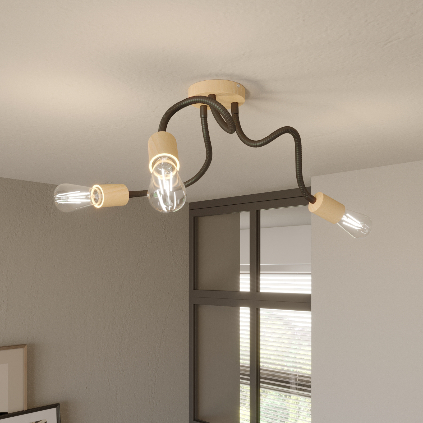 Taklampe Tunga, fleksibel, 3 fatninger