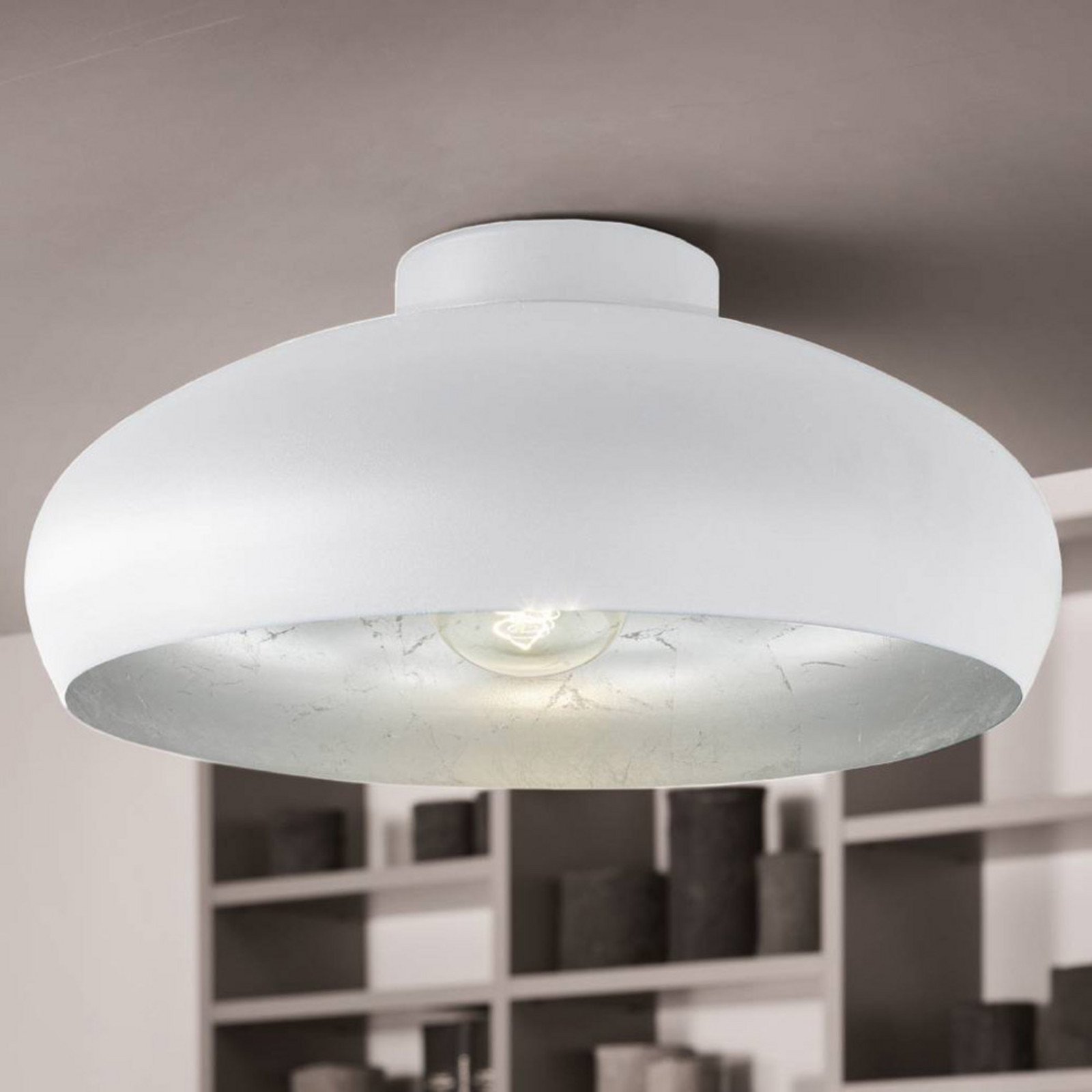 EGLO Plafonieră metalică Mogano Ø40cm alb - Camera de zi / sufragerie - Scandinavă - alb argintiu