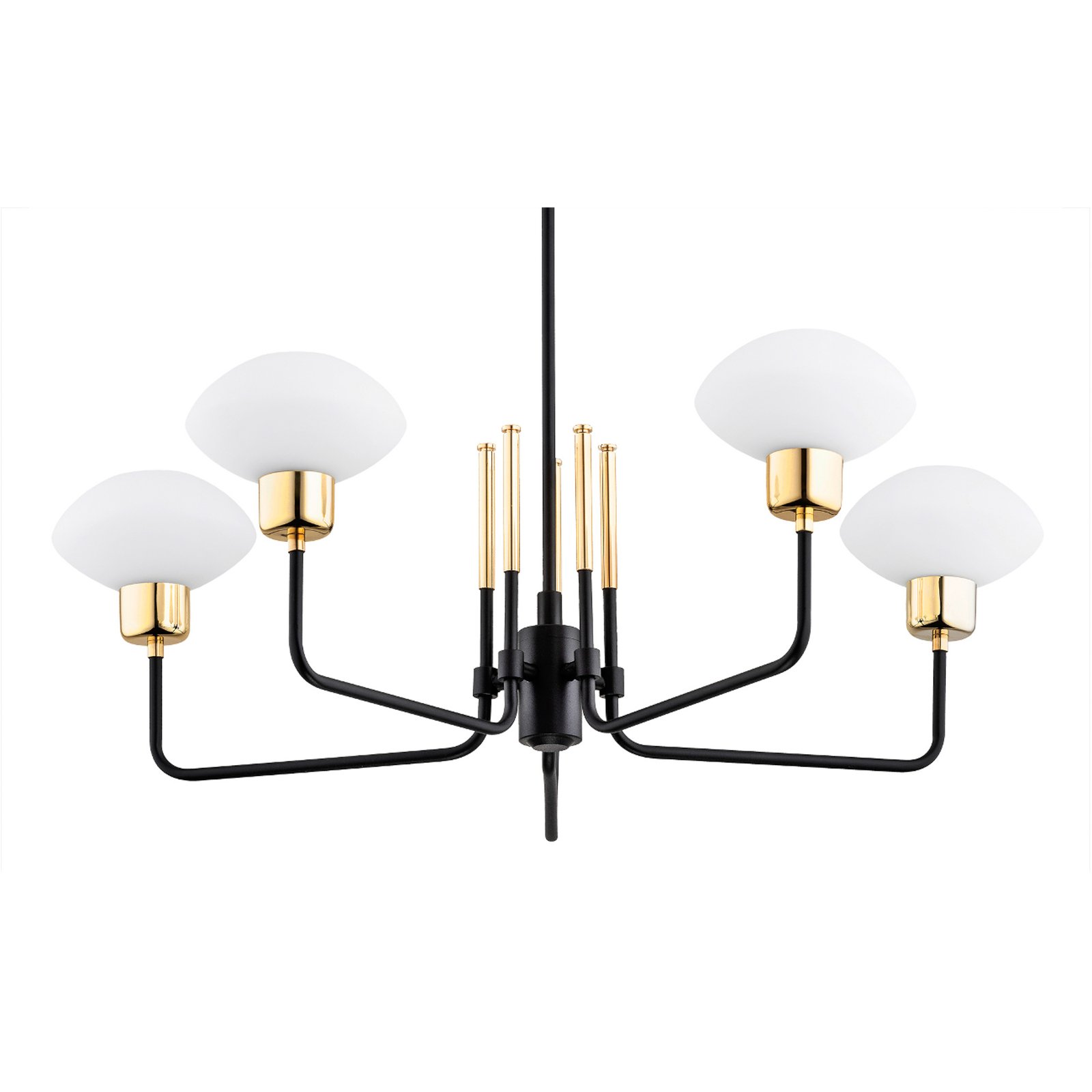 Lámpara de araña Ravello, 5 luces, negro/blanco/oro