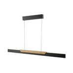 LED висяща лампа Arcus, черна/кафява Дължина 121 cm Метал/дърво