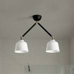 Neoretro ceiling light, 2-bulb, black/milky, joints