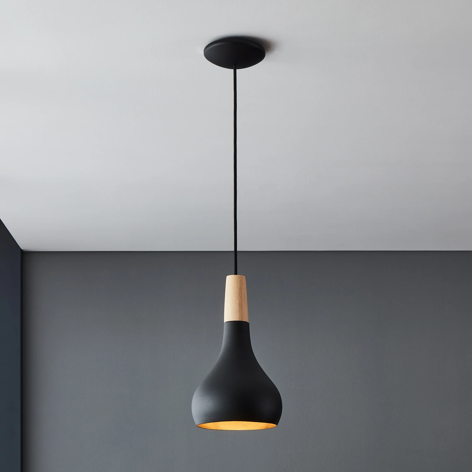 Hängeleuchte Sabinar, 1-flammig, schwarz, Ø 18 cm