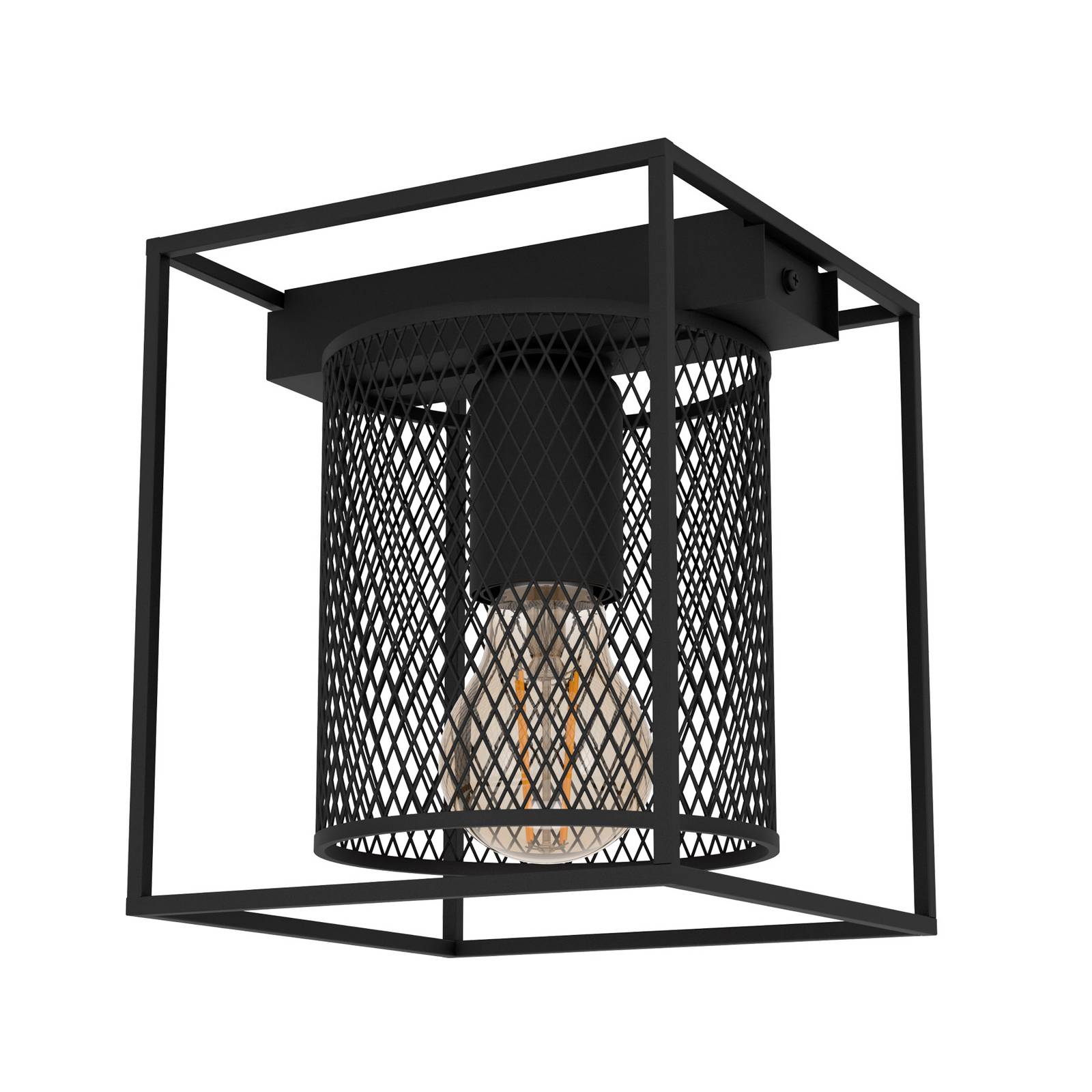 Plafonnier Catterick noir un abat-jour cage