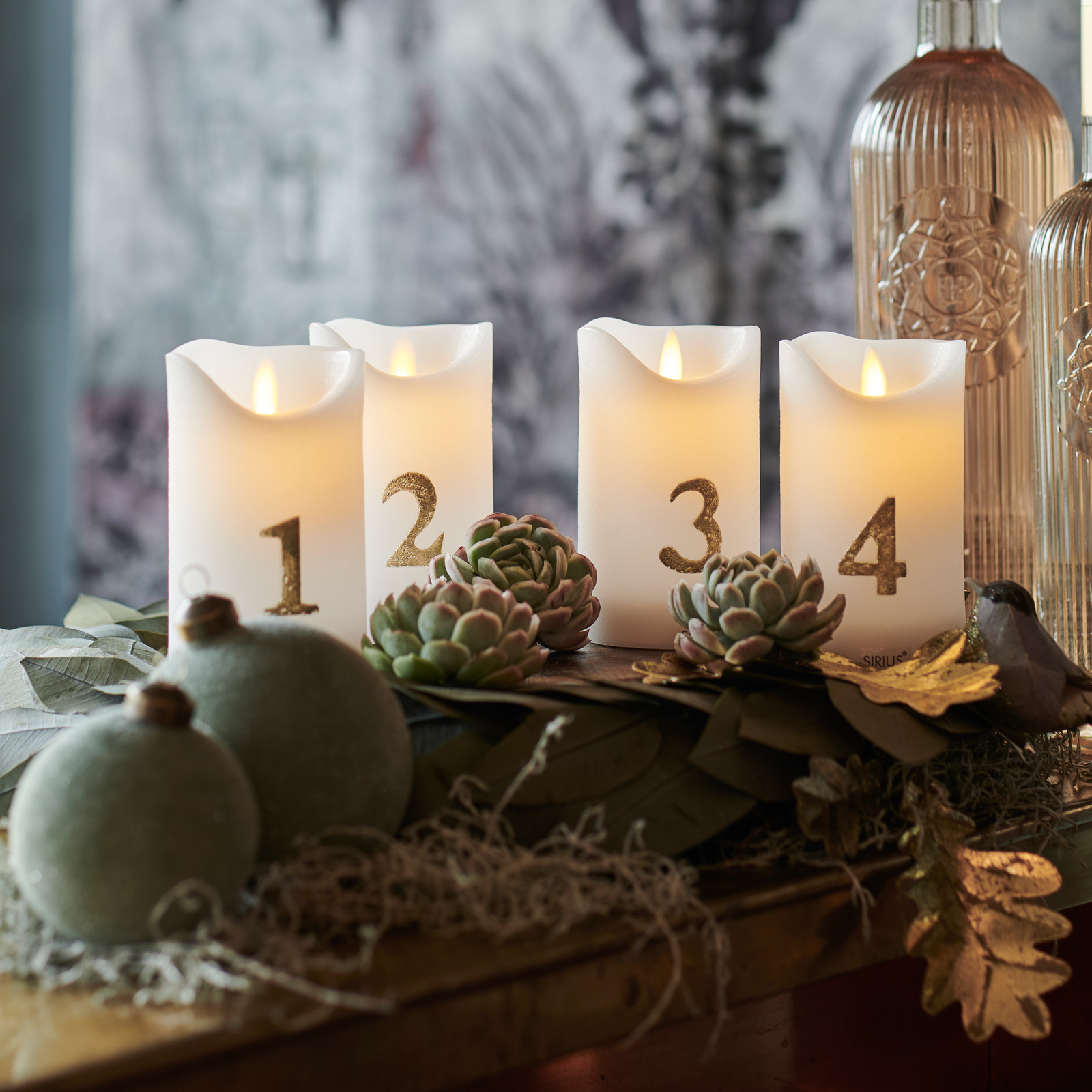 LED candle Sara Advent 4pcs height 12.5cm