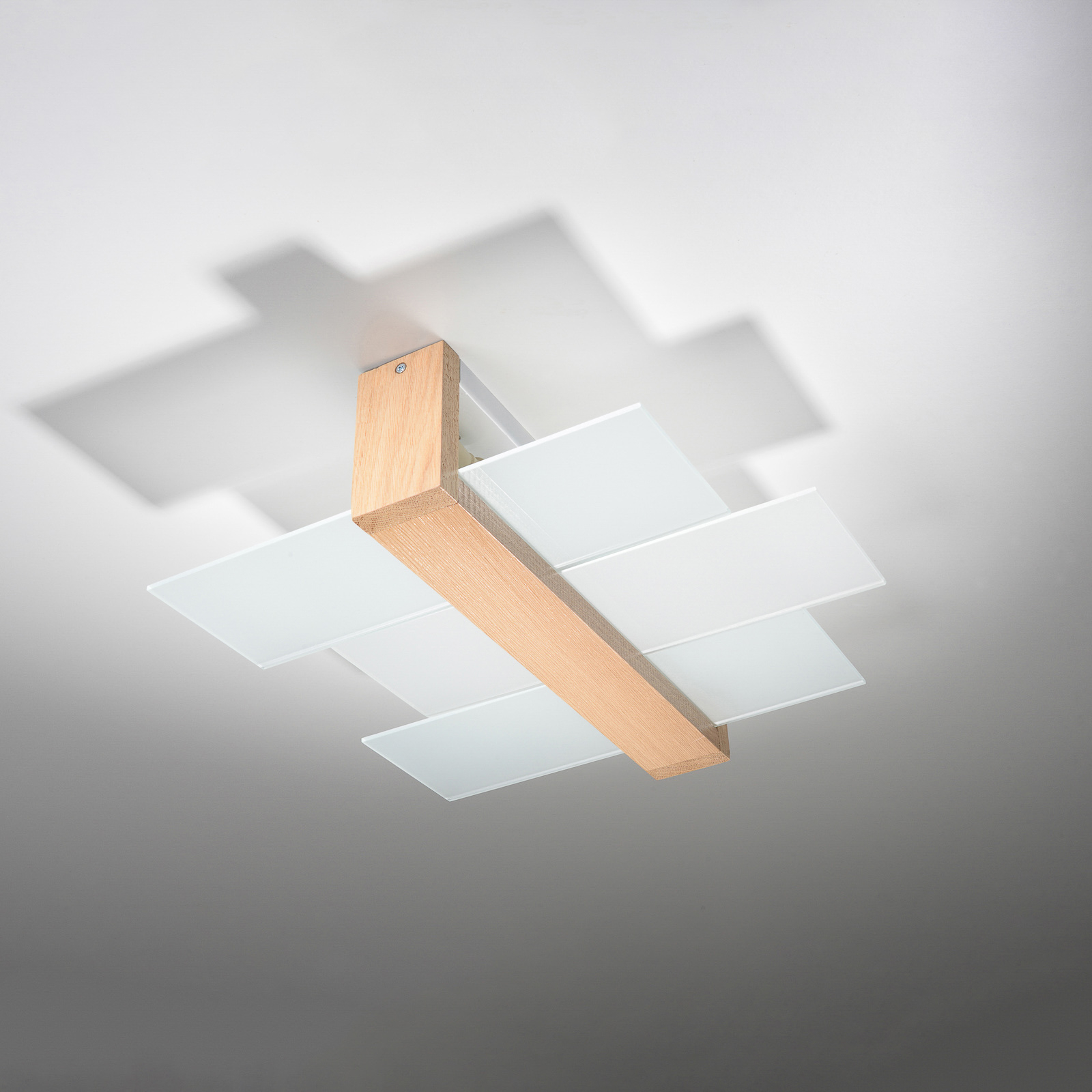 Shifted 2 ceiling light, glass and light wood