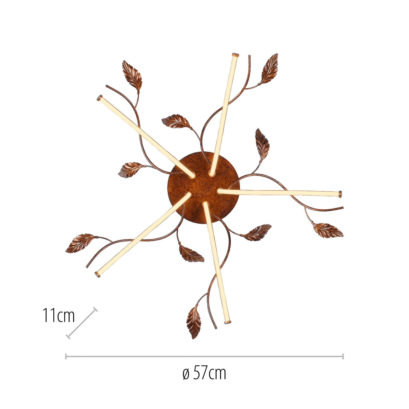 LED-loftlampe Aurelia, rustbrun, metal, 2.700 K, dæmpbar LED-loftlampe Aurelia, rustbrun, metal, 2.700 K, dæmpbar