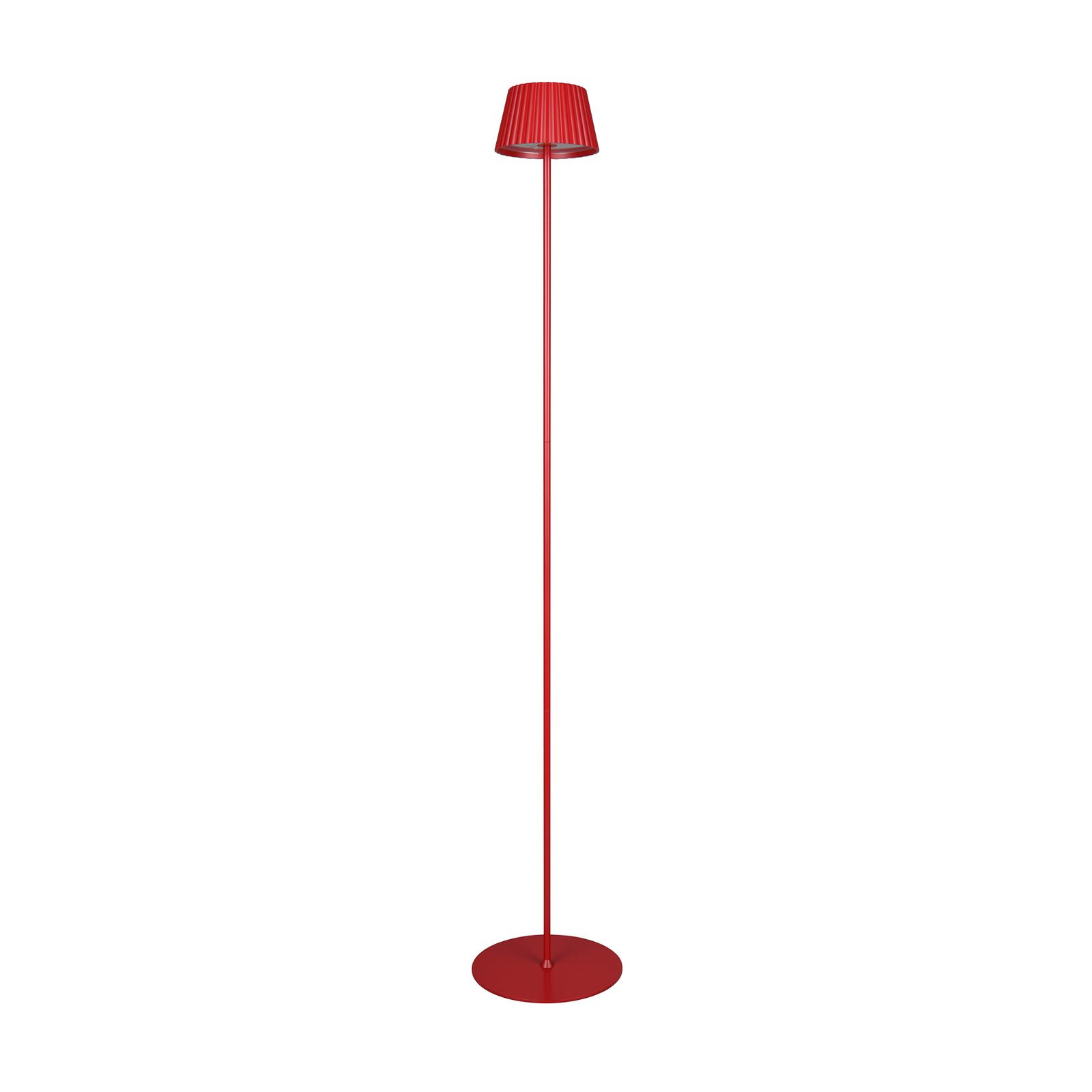 Lampe sur pied LED rechargeable Suarez, rouge, hauteur 123 cm, métal