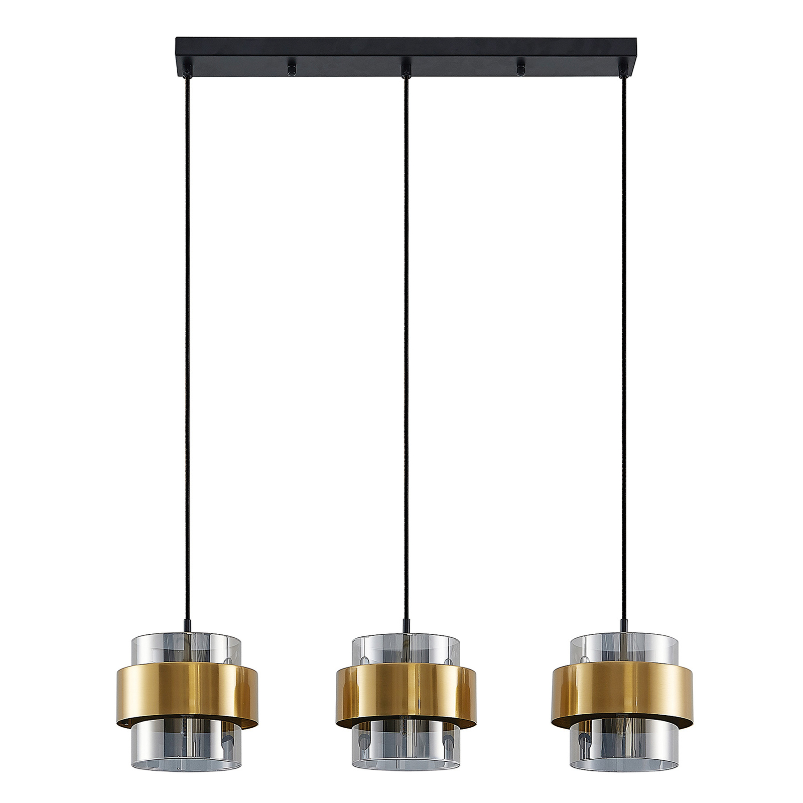 Lucande Ikibara hanglamp, 3-lamps, lang