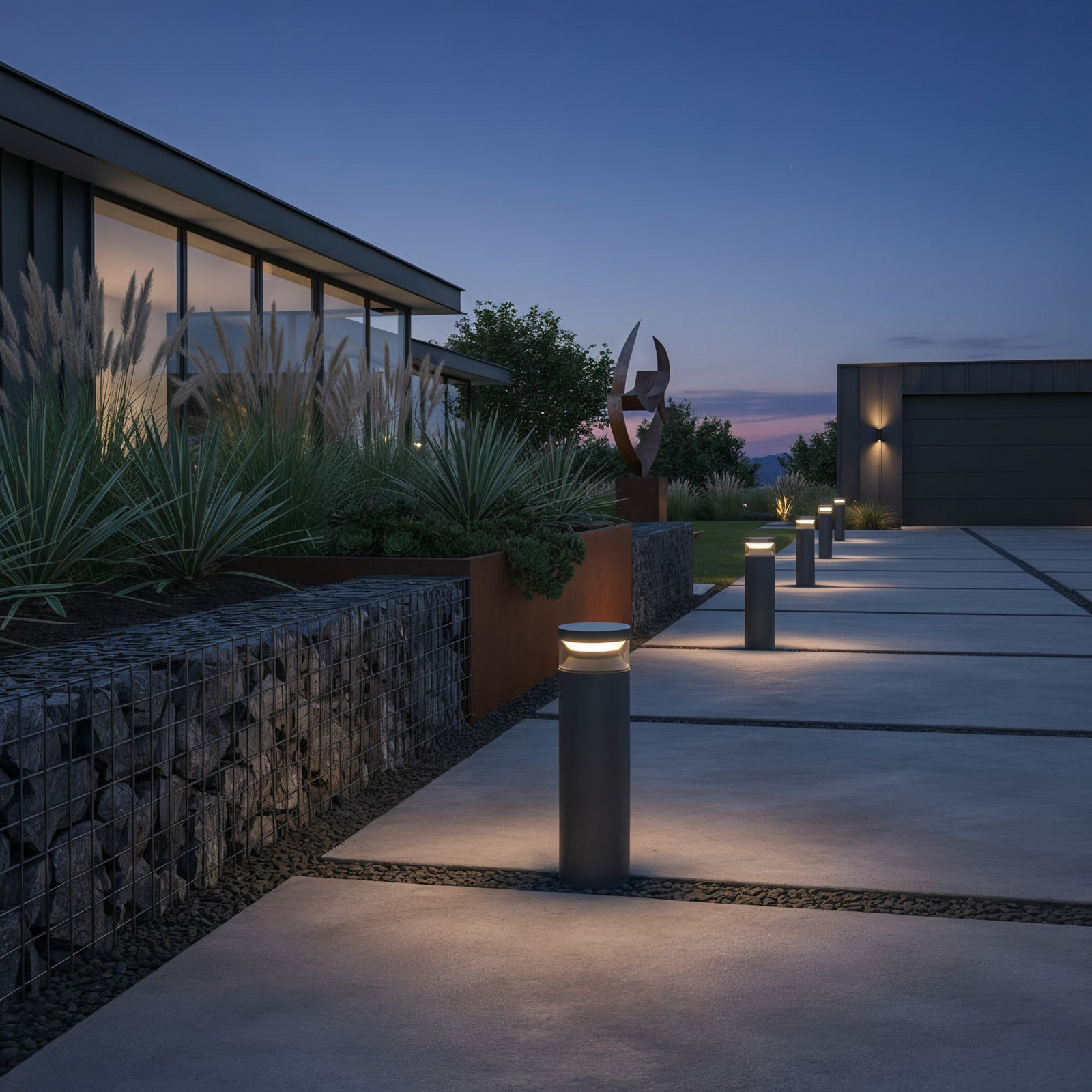 Candeeiro pilar LED Ideal Lux Boeing, preto, altura 40 cm