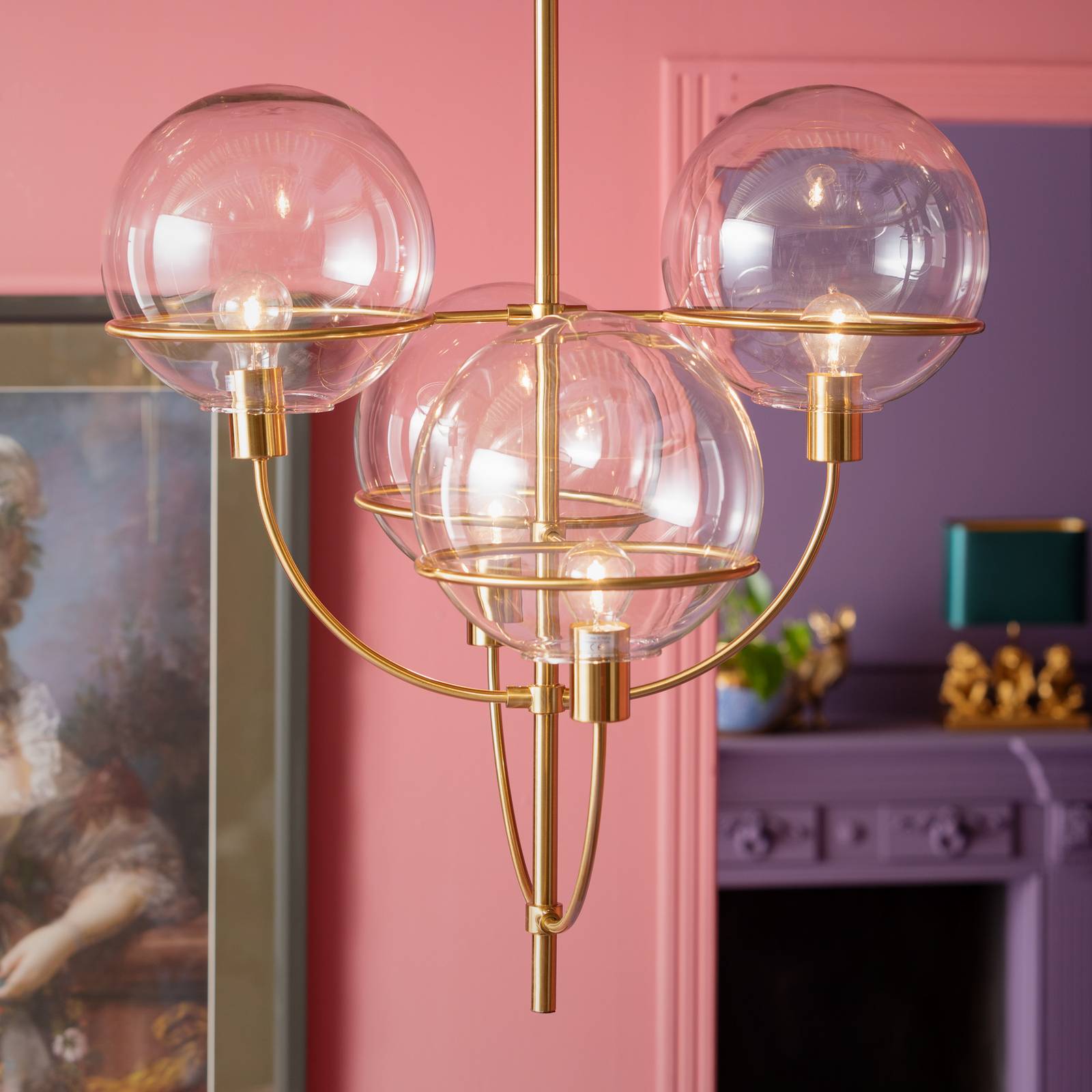 KARE Lantern Hängeleuchte Ø 68cm 4-flammig gold günstig online kaufen