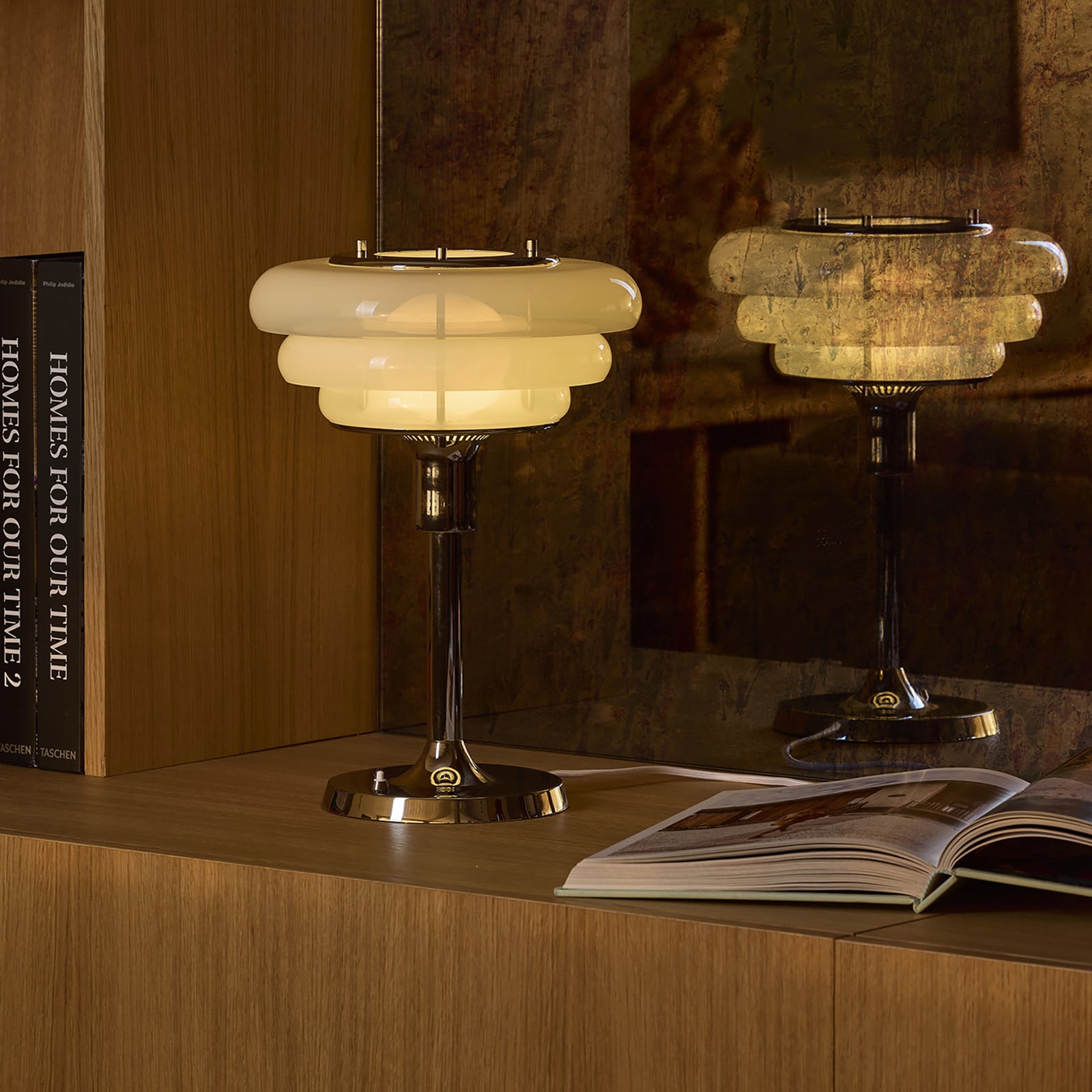 MARKET SET Lampe à poser Sunset, blanc brumeux, verre, E27 MARKET SET Lampe à poser Sunset, blanc brumeux, verre, E27