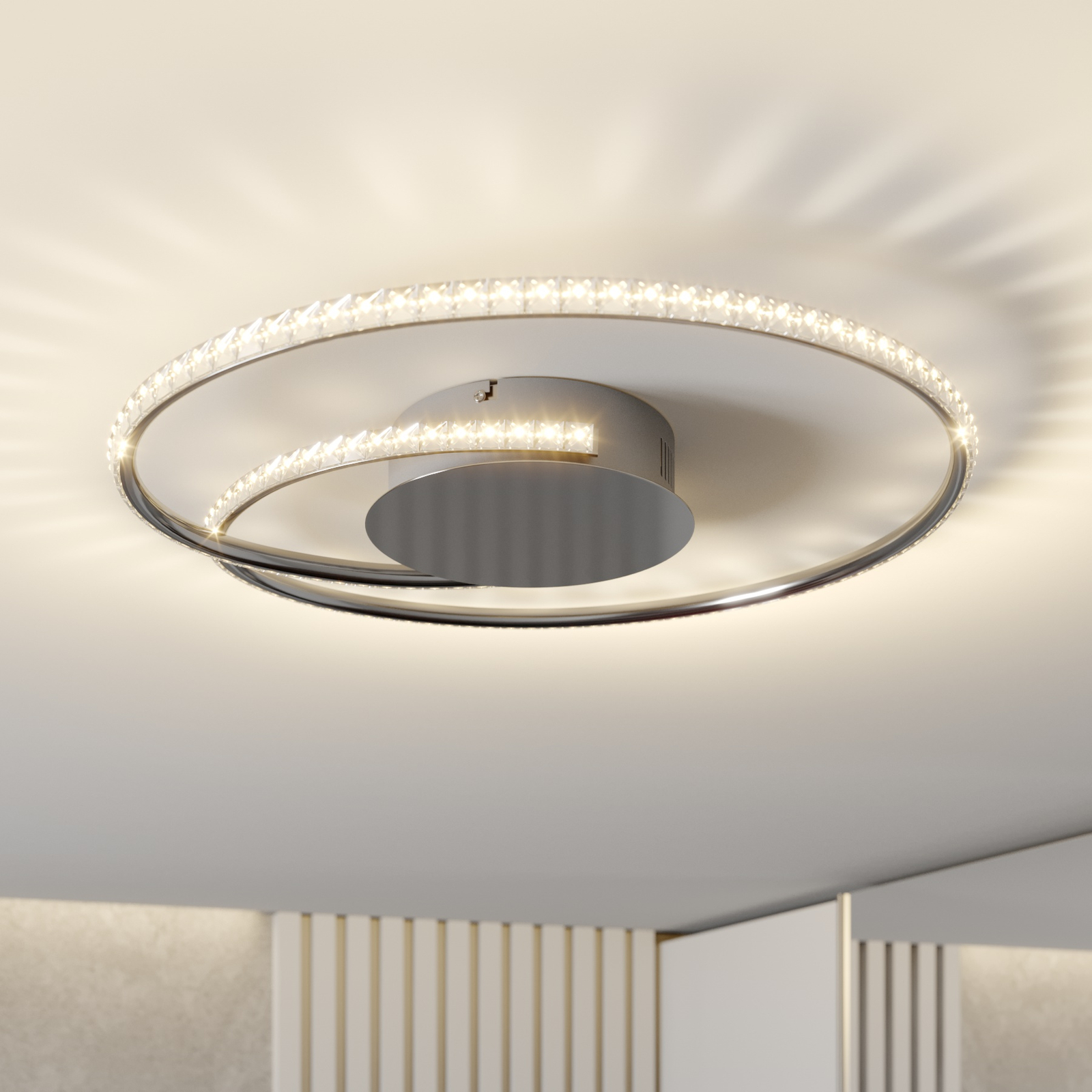 Lindby Joline lámpara LED de techo, cristal, 45 cm