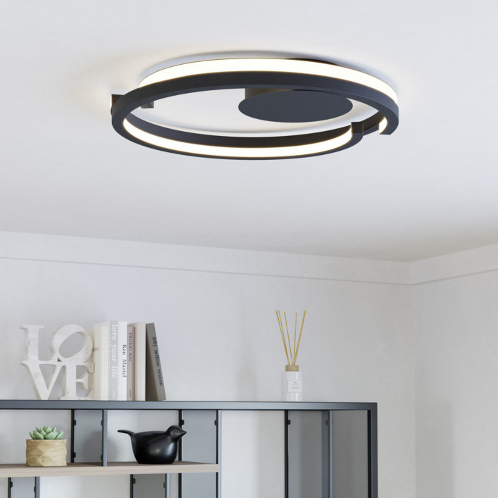 EGLO LED plafondlamp MEZZOMONTE, zwart, Ø 48 cm, CCT