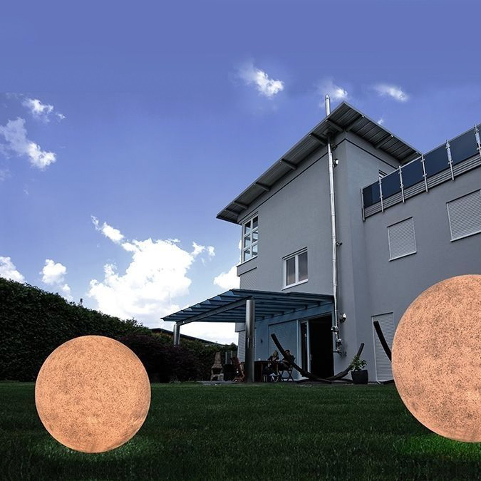 Lâmpada globo de exterior com espigão de terra, terracota Ø 56cm