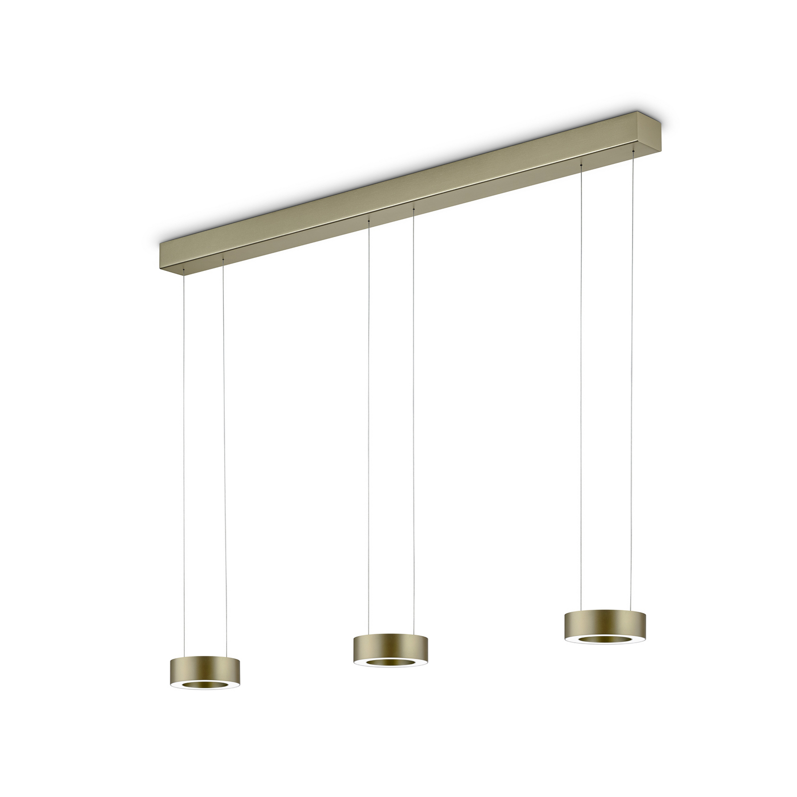 Lampada LED a sospensione Zera-3, lunghezza 120 cm, color bronzo, copertura a Lampada LED a sospensione Zera-3, lunghezza 120 cm, color bronzo, copertura a