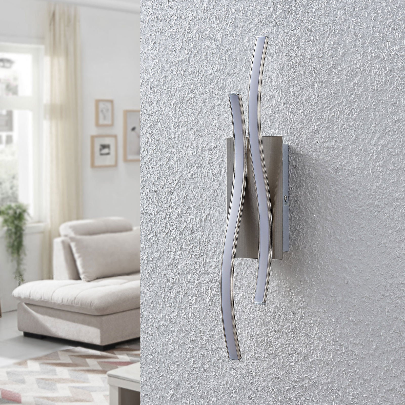 Safia Vegglampe Nickel/White - Lindby